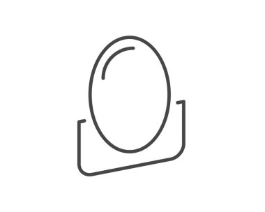 Makeup and cosmetics. Linear vector graphic beauty icons in the form of a face mirror.