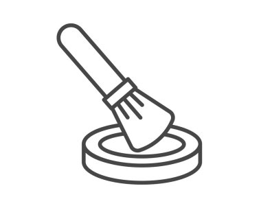 Makeup and cosmetics. Linear vector graphic icons of beauty in the form of powder with brush.