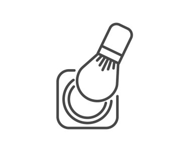 Makeup and cosmetics. Linear vector graphic icons of beauty in the form of powder with brush.