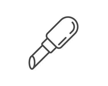 Makeup and cosmetics. Beauty linear vector graphic icons in the form of lipstick with lip care cap.