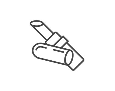 Makeup and cosmetics. Beauty linear vector graphic icons in the form of lipstick with lip care cap.