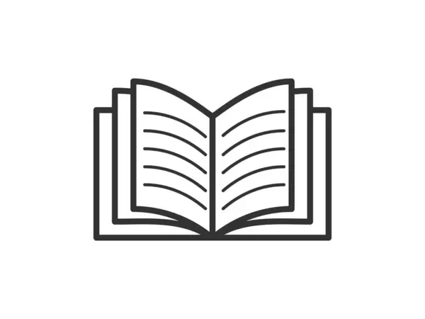 Linear style pictogram portraying a book, outlined for clarity, suitable as a study symbol. This simple illustration is crafted for web design, with an additional vector representing an open publication, ideal for mobile and UI applications