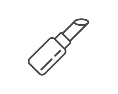 Makeup and cosmetics. Beauty linear vector graphic icons in the form of lipstick with lip care cap.