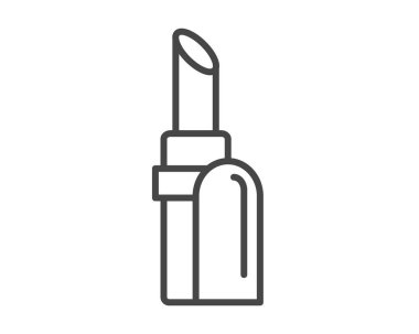 Makeup and cosmetics. Beauty linear vector graphic icons in the form of lipstick with lip care cap.