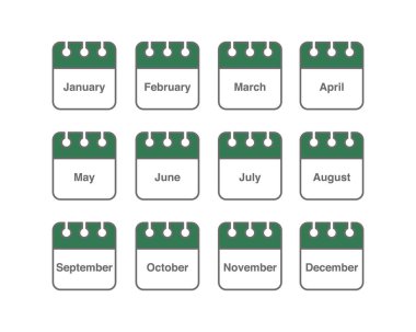 İkonların vektör kümesi. Günlük, aylık, yıllık takvim ikonu. Toplantı, program, planlama, tatil, tatil.