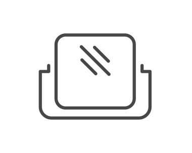 Makeup and cosmetics. Linear vector graphic beauty icons in the form of a face mirror.