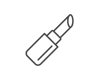 Makeup and cosmetics. Beauty linear vector graphic icons in the form of lipstick with lip care cap.