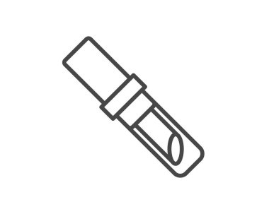 Makeup and cosmetics. Beauty linear vector graphic icons in the form of lipstick with lip care cap.