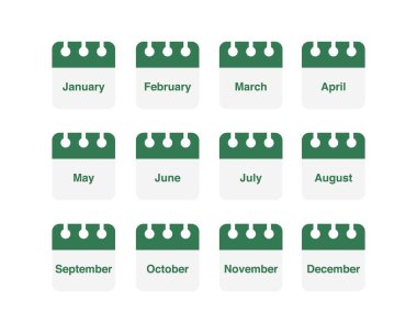 İkonların vektör kümesi. Günlük, aylık, yıllık takvim ikonu. Toplantı, program, planlama, tatil, tatil.