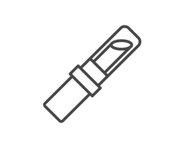 Makeup and cosmetics. Beauty linear vector graphic icons in the form of lipstick with lip care cap.