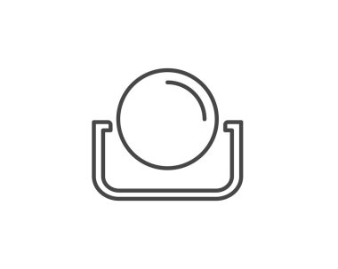 Makeup and cosmetics. Linear vector graphic beauty icons in the form of a face mirror.