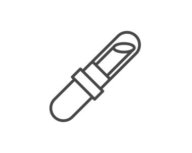 Makeup and cosmetics. Beauty linear vector graphic icons in the form of lipstick with lip care cap.