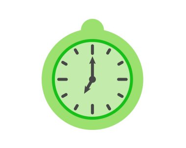 Summer clock icon design with lime. Fruit icons of time, timer, alarm clock, stopwatch. Vector illustration in flat style on a white background. clipart