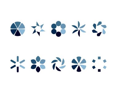 Koleksiyon Yükleme Çubuğu durum simgesi. Vektör çizimi. Vektör yüklü simgeler kümesi. İndirme işlemi sürüyor. Donload ya da Gönderme.