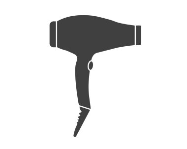 Saç kurutma makinesi, saç kurutma makinesi ve saç kurutma makinesi için saç kurutma makinesi. Berber stili aletler. Siluet saç kurutma makinesi siyah renk.