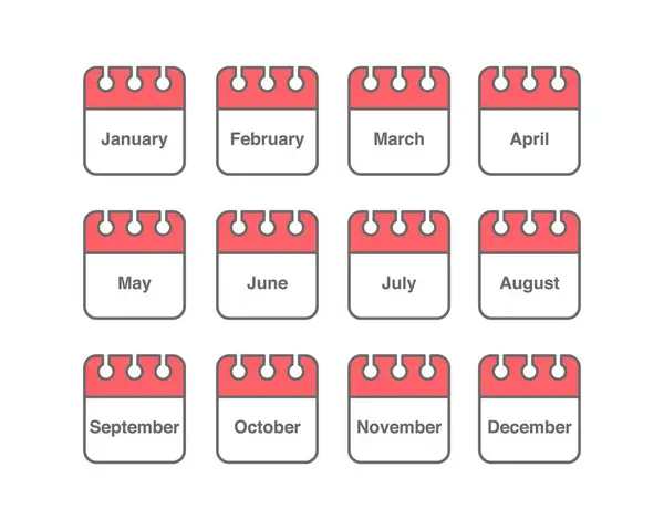 İkonların vektör kümesi. Günlük, aylık, yıllık takvim ikonu. Toplantı, program, planlama, tatil, tatil.