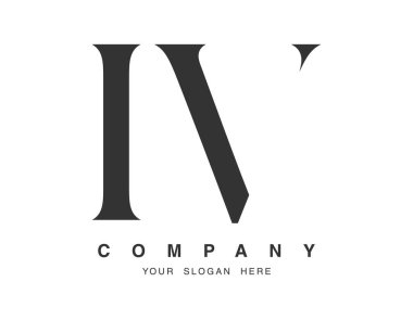 Serum logosu tasarımı. İlk harf i ve v serif yazı tipi. Yaratıcı klasik şirket adı tipografi. Moda logosu veya kimliği.