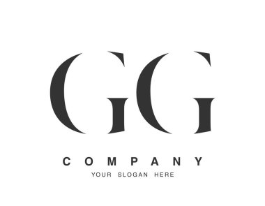 GG logo tasarımı. Başlangıç harfi g ve g serif yazı tipi. Yaratıcı klasik şirket adı tipografi. Moda logosu veya kimliği.