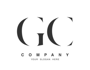 GC logo tasarımı. Başlangıç harfi g ve c serif yazı tipi. Yaratıcı klasik şirket adı tipografi. Moda logosu veya kimliği.