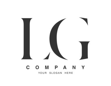 LG logo tasarımı. İlk harf l ve g serif yazı tipi. Yaratıcı klasik şirket adı tipografi. Moda logosu veya kimliği.