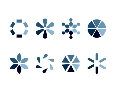 Koleksiyon Yükleme Çubuğu durum simgesi. Vektör çizimi. Vektör yüklü simgeler kümesi. İndirme işlemi sürüyor. Donload ya da Gönderme.