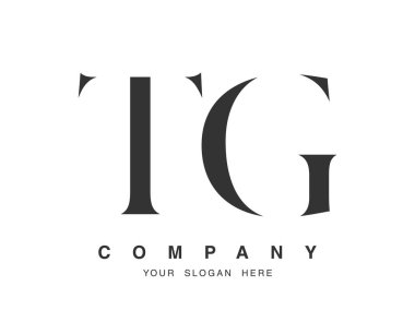 TG logo tasarımı. İlk harf t ve g serif yazı tipi. Yaratıcı klasik şirket adı tipografi. Moda logosu veya kimliği.