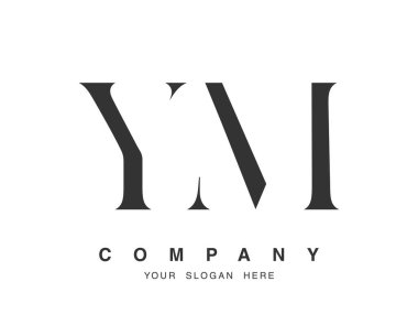 YM logo tasarımı. İlk harf y ve m serif yazı tipi. Yaratıcı klasik şirket adı tipografi. Moda logosu veya kimliği.