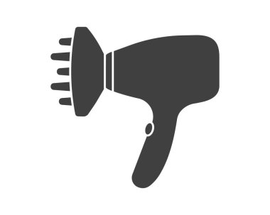 Saç kurutma makinesi, saç kurutma makinesi ve saç kurutma makinesi için saç kurutma makinesi. Berber stili aletler. Siluet saç kurutma makinesi siyah renk.