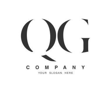 QG logo tasarımı. Başlangıç harfi q ve g serif yazı tipi. Yaratıcı klasik şirket adı tipografi. Moda logosu veya kimliği.