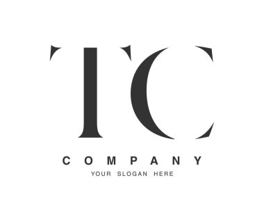 TC logo tasarımı. İlk harf t ve c serif yazı tipi. Yaratıcı klasik şirket adı tipografi. Moda logosu veya kimliği.