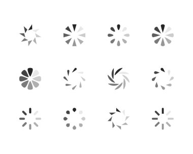 Koleksiyon Yükleme Çubuğu durum simgesi. Vektör çizimi. Vektör yüklü simgeler kümesi. İndirme işlemi sürüyor. Donload ya da Gönderme.