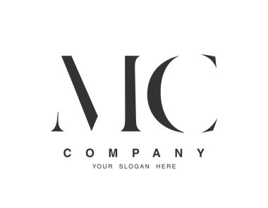 MC logo tasarımı. İlk harf m ve c serif yazı tipi. Yaratıcı klasik şirket adı tipografi. Moda logosu veya kimliği.