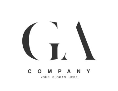 GA logo tasarımı. Baş harf g ve serif yazı tipi. Yaratıcı klasik şirket adı tipografi. Moda logosu veya kimliği.