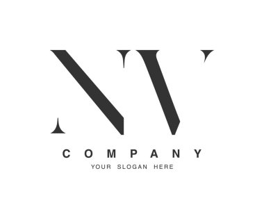 NV logo tasarımı. İlk harf n ve v serif yazı tipi. Yaratıcı klasik şirket adı tipografi. Moda logosu veya kimliği.