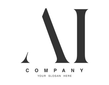 Yapay zeka logosu. Baş harf a ve i serif yazı tipi. Yaratıcı klasik şirket adı tipografi. Moda logosu veya kimliği.