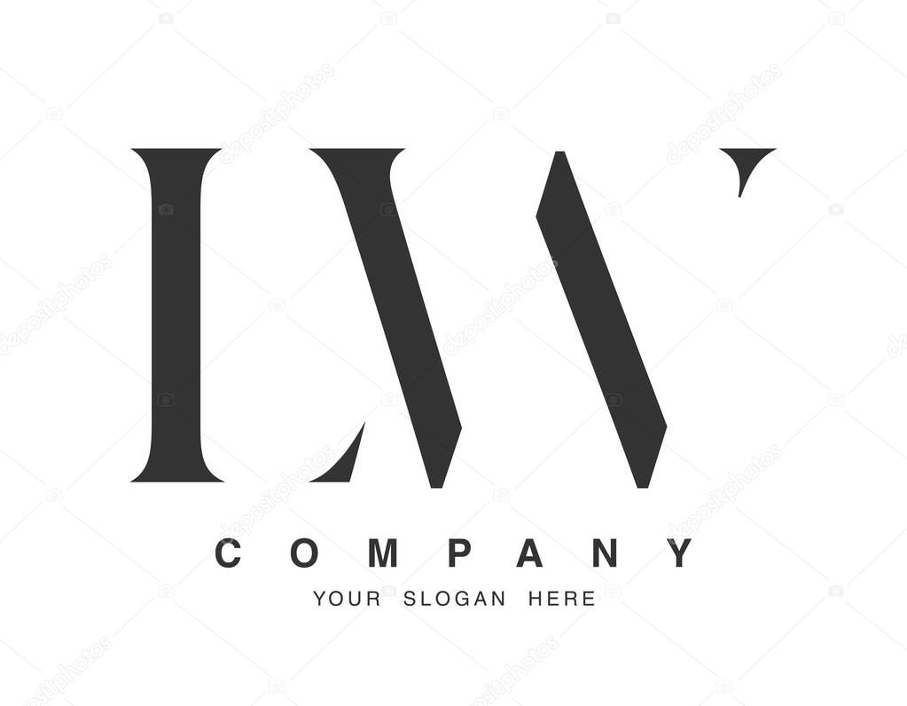 LW logo design. Initial letter l and w serif font style. Creative classic company name typography. Trendy logotype or identity.
