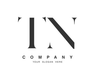 TN logo tasarımı. İlk harf t ve n serif yazı tipi biçimi. Yaratıcı klasik şirket adı tipografi. Moda logosu veya kimliği.