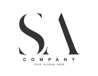 SA logo tasarımı. İlk harf s ve serif yazı tipi. Yaratıcı klasik şirket adı tipografi. Moda logosu veya kimliği.