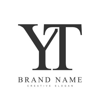 YT modayı logot şablonu. Baş harf y ve t klasik yazı tipi. Şirket adı veya kimliği için yaratıcı logo.