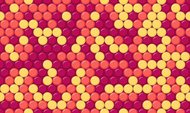 Geometrik daireli soyut polka nokta deseni, kusursuz tekstil baskıları, duvar kâğıdı veya modern poster arkaplanları için mükemmel. Moda ve yaratıcı bir vektör tasarımı.