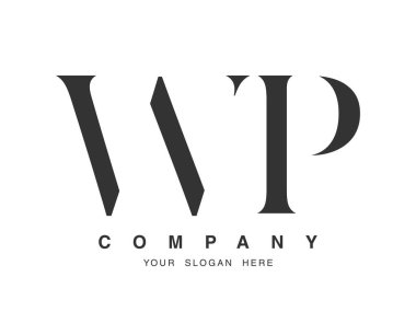 WP logo tasarımı. İlk harf w ve p serif yazı tipi. Yaratıcı klasik şirket adı tipografi. Moda logosu veya kimliği.