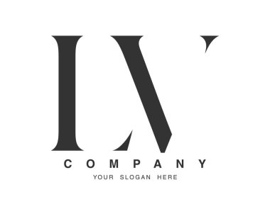 LV logo tasarımı. İlk harf I ve v serif yazı tipi. Yaratıcı klasik şirket adı tipografi. Moda logosu veya kimliği.