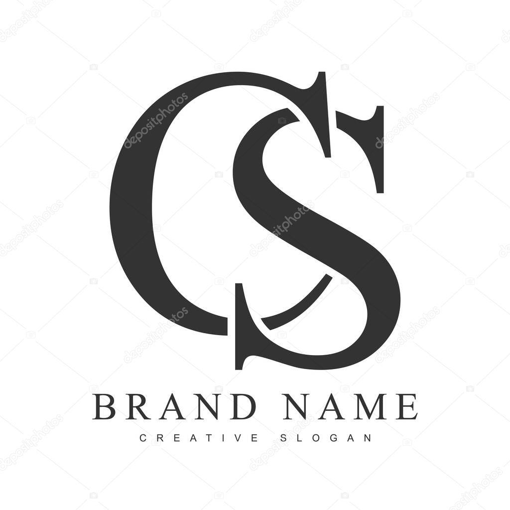 CS trendy logotype template. Initial letter c and s classic font style. Creative logo for company name or identity.