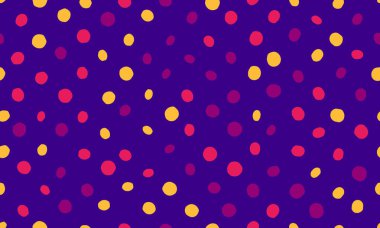 Geometrik daireli soyut polka nokta deseni, kusursuz tekstil baskıları, duvar kâğıdı veya modern poster arkaplanları için mükemmel. Moda ve yaratıcı bir vektör tasarımı.