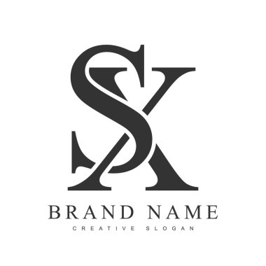 SX trendy logotype template. Initial letter s and x classic font style. Creative logo for company name or identity. clipart