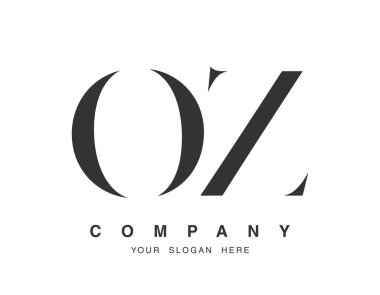 OZ logo tasarımı. Baş harf o ve z serif yazı tipi. Yaratıcı klasik şirket adı tipografi. Moda logosu veya kimliği.