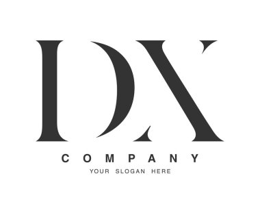 DX logo tasarımı. Baş harf d ve x serif yazı tipi. Yaratıcı klasik şirket adı tipografi. Moda logosu veya kimliği.