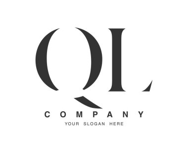 QL logo tasarımı. Baş harf q ve l serif yazı tipi. Yaratıcı klasik şirket adı tipografi. Moda logosu veya kimliği.