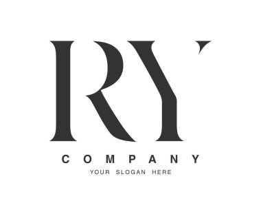 RY logo tasarımı. İlk harf r ve y serif yazı tipi. Yaratıcı klasik şirket adı tipografi. Moda logosu veya kimliği.
