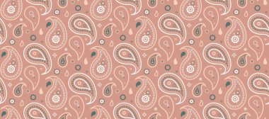 Paisley desenli bir Kızılderili çayırı. Victoria modasına uygun bir karalama. Botanik grafiğe çizgili boya.